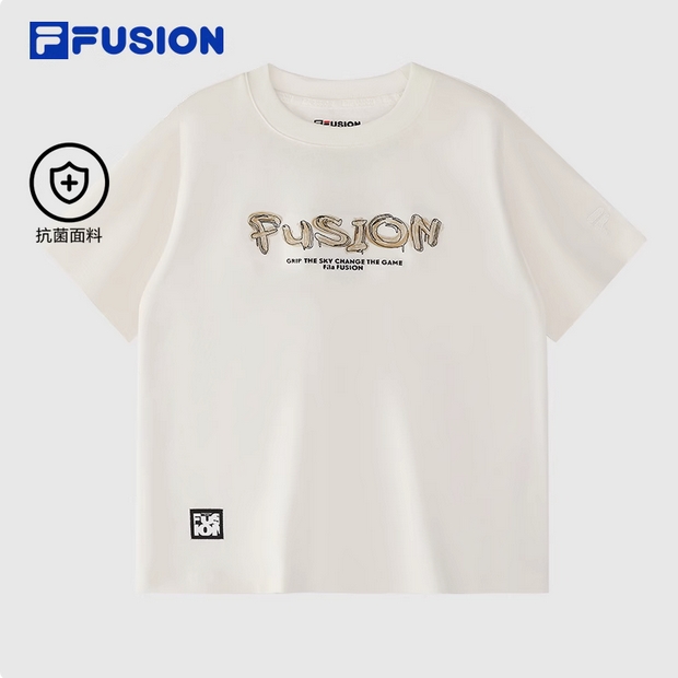 FILA FUSION斐乐潮牌女子针织短袖衫2025春季新款休闲纯棉基础T恤